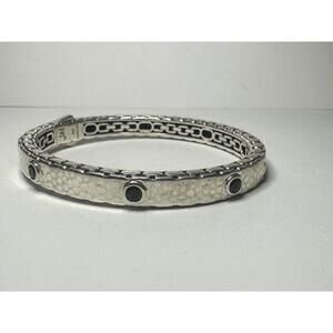 John Hardy JAI Sterling Silver Bangle Bracelet Hammered Black Spinels Excellent